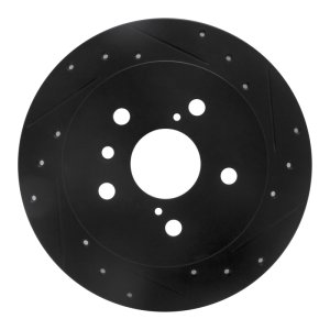 Toyota Camry Brake Rotor (1) - Rear Right - R1 Concepts - Drilled & Slotted - Black - `18-`24
